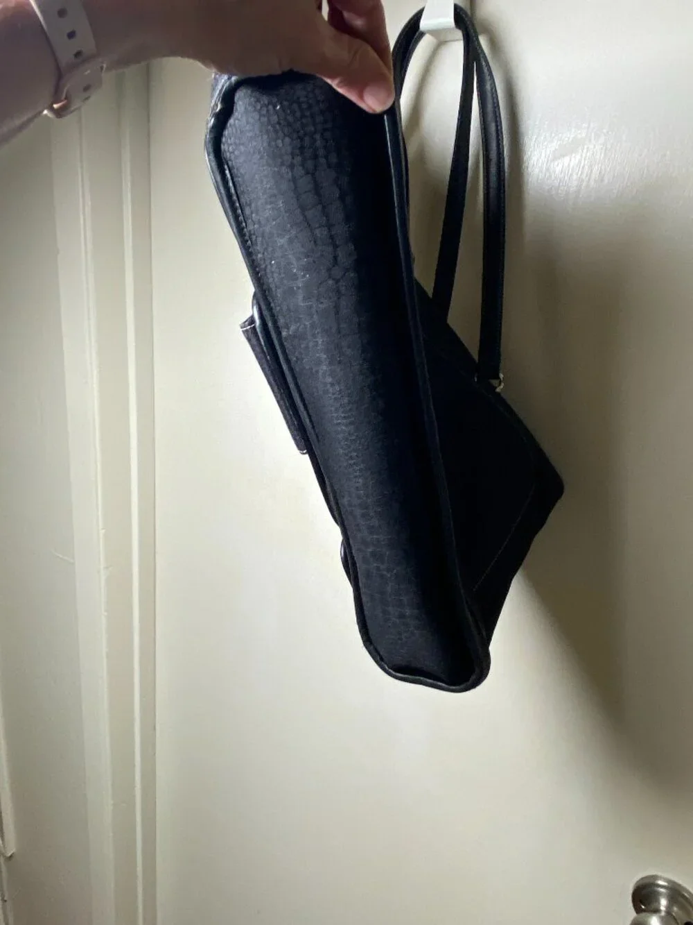 Brighton Black Organizer Briefcase Tote Laptop Work Bag Croc Embossed TLC